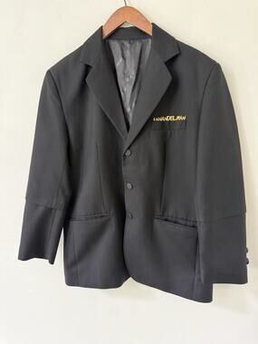 Ann Andelman Mens Blazer Suit Jacket Black Size 42 Single Breasted Flap Pockets